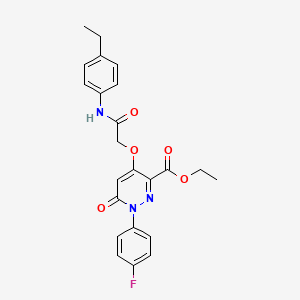 molecular formula C23H22FN3O5 B2401372 Ethyl 4-(2-((4-ethylphenyl)amino)-2-oxoethoxy)-1-(4-fluorophenyl)-6-oxo-1,6-dihydropyridazine-3-carboxylate CAS No. 899960-36-2
