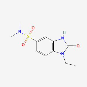molecular formula C11H15N3O3S B2401381 1-ethyl-N,N-dimethyl-2-oxo-2,3-dihydro-1H-1,3-benzodiazole-5-sulfonamide CAS No. 950061-09-3