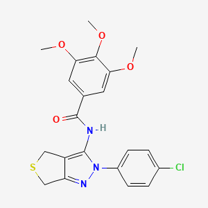 molecular formula C21H20ClN3O4S B2401430 N-(2-(4-chlorophenyl)-4,6-dihydro-2H-thieno[3,4-c]pyrazol-3-yl)-3,4,5-trimethoxybenzamide CAS No. 361168-55-0