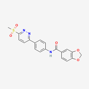 molecular formula C19H15N3O5S B2401448 N-(4-(6-(methylsulfonyl)pyridazin-3-yl)phenyl)benzo[d][1,3]dioxole-5-carboxamide CAS No. 921838-87-1