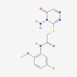 molecular formula C12H12ClN5O3S B2401456 2-((4-amino-5-oxo-4,5-dihydro-1,2,4-triazin-3-yl)thio)-N-(5-chloro-2-methoxyphenyl)acetamide CAS No. 869068-28-0