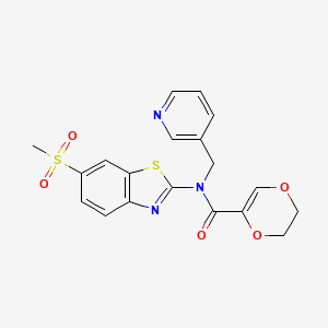 molecular formula C19H17N3O5S2 B2401498 N-(6-(methylsulfonyl)benzo[d]thiazol-2-yl)-N-(pyridin-3-ylmethyl)-5,6-dihydro-1,4-dioxine-2-carboxamide CAS No. 923365-69-9