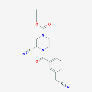 molecular formula C19H22N4O3 B2401500 Tert-butyl 3-cyano-4-[3-(cyanomethyl)benzoyl]piperazine-1-carboxylate CAS No. 1384575-78-3