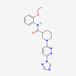 molecular formula C20H23N7O2 B2401512 1-(6-(1H-1,2,4-triazol-1-yl)pyridazin-3-yl)-N-(2-ethoxyphenyl)piperidine-3-carboxamide CAS No. 1797729-54-4