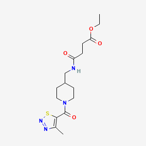 molecular formula C16H24N4O4S B2401515 Ethyl 4-(((1-(4-methyl-1,2,3-thiadiazole-5-carbonyl)piperidin-4-yl)methyl)amino)-4-oxobutanoate CAS No. 1234883-87-4