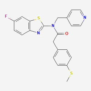 molecular formula C22H18FN3OS2 B2401529 N-(6-fluorobenzo[d]thiazol-2-yl)-2-(4-(methylthio)phenyl)-N-(pyridin-4-ylmethyl)acetamide CAS No. 923677-25-2