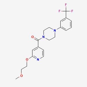 molecular formula C20H22F3N3O3 B2401530 (2-(2-Methoxyethoxy)pyridin-4-yl)(4-(3-(trifluoromethyl)phenyl)piperazin-1-yl)methanone CAS No. 2034274-54-7