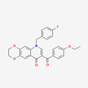 molecular formula C27H22FNO5 B2401534 8-(4-Ethoxybenzoyl)-6-[(4-fluorophenyl)methyl]-2,3-dihydro-[1,4]dioxino[2,3-g]quinolin-9-one CAS No. 872198-20-4