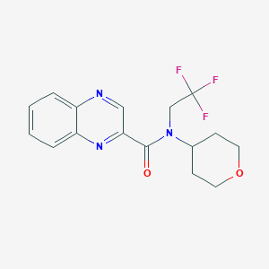 molecular formula C16H16F3N3O2 B2401595 N-(OXAN-4-YL)-N-(2,2,2-TRIFLUOROETHYL)QUINOXALINE-2-CARBOXAMIDE CAS No. 1428355-79-6