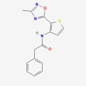 molecular formula C15H13N3O2S B2401602 N-[2-(3-methyl-1,2,4-oxadiazol-5-yl)thiophen-3-yl]-2-phenylacetamide CAS No. 1798018-37-7