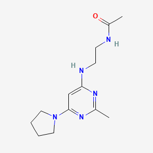 molecular formula C13H21N5O B2401617 N-(2-((2-methyl-6-(pyrrolidin-1-yl)pyrimidin-4-yl)amino)ethyl)acetamide CAS No. 1203141-57-4