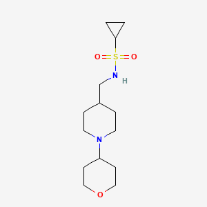 molecular formula C14H26N2O3S B2401627 N-((1-(tetrahydro-2H-pyran-4-yl)piperidin-4-yl)methyl)cyclopropanesulfonamide CAS No. 2034571-26-9