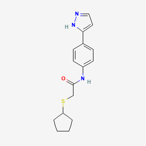 N-(4-(1H-pyrazol-3-yl)phenyl)-2-(cyclopentylthio)acetamide