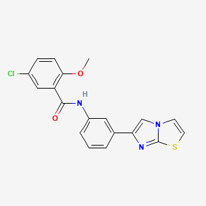 molecular formula C19H14ClN3O2S B2401631 5-chloro-N-(3-(imidazo[2,1-b]thiazol-6-yl)phenyl)-2-methoxybenzamide CAS No. 893967-44-7