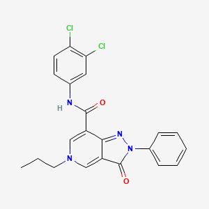 molecular formula C22H18Cl2N4O2 B2401648 N-(3,4-dichlorophenyl)-3-oxo-2-phenyl-5-propyl-2H,3H,5H-pyrazolo[4,3-c]pyridine-7-carboxamide CAS No. 921578-42-9