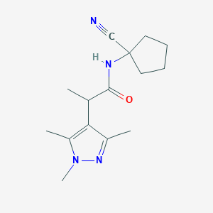 molecular formula C15H22N4O B2401656 N-(1-cyanocyclopentyl)-2-(1,3,5-trimethyl-1H-pyrazol-4-yl)propanamide CAS No. 1427975-56-1