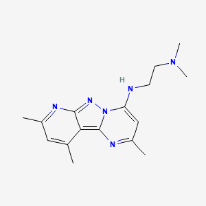 molecular formula C16H22N6 B2401665 Dimethyl{2-[(2,8,10-trimethyl(5-hydropyrimidino[1',2'-1,5]pyrazolo[3,4-b]pyrid in-4-yl))amino]ethyl}amine CAS No. 900289-10-3