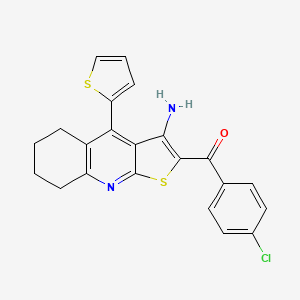 (3-Amino-4-(thiophen-2-yl)-5,6,7,8-tetrahydrothieno[2,3-b]quinolin-2-yl)(4-chlorophenyl)methanone