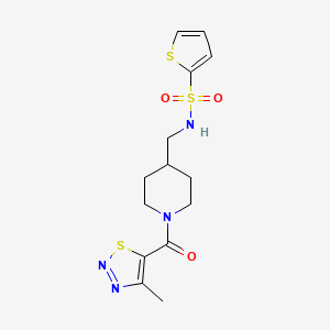 N-((1-(4-methyl-1,2,3-thiadiazole-5-carbonyl)piperidin-4-yl)methyl)thiophene-2-sulfonamide
