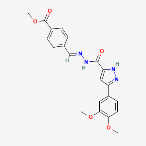 (E)-methyl 4-((2-(3-(3,4-dimethoxyphenyl)-1H-pyrazole-5-carbonyl)hydrazono)methyl)benzoate