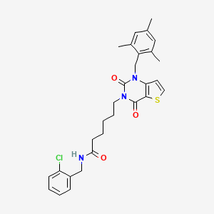 N-[(2-chlorophenyl)methyl]-6-[2,4-dioxo-1-[(2,4,6-trimethylphenyl)methyl]thieno[3,2-d]pyrimidin-3-yl]hexanamide