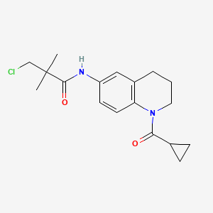 3-chloro-N-[1-(cyclopropanecarbonyl)-3,4-dihydro-2H-quinolin-6-yl]-2,2-dimethylpropanamide