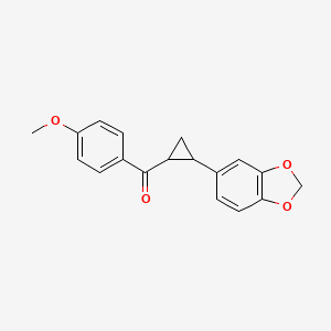 molecular formula C18H16O4 B2401711 5-[2-(4-methoxybenzoyl)cyclopropyl]-2H-1,3-benzodioxole CAS No. 338749-14-7