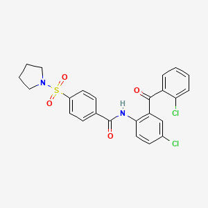 molecular formula C24H20Cl2N2O4S B2401715 N-(4-chloro-2-(2-chlorobenzoyl)phenyl)-4-(pyrrolidin-1-ylsulfonyl)benzamide CAS No. 312943-42-3