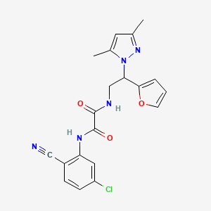 molecular formula C20H18ClN5O3 B2401717 N1-(5-chloro-2-cyanophenyl)-N2-(2-(3,5-dimethyl-1H-pyrazol-1-yl)-2-(furan-2-yl)ethyl)oxalamide CAS No. 2034274-45-6