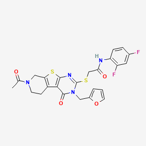 2-((7-acetyl-3-(furan-2-ylmethyl)-4-oxo-3,4,5,6,7,8-hexahydropyrido[4',3':4,5]thieno[2,3-d]pyrimidin-2-yl)thio)-N-(2,4-difluorophenyl)acetamide