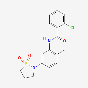 molecular formula C17H17ClN2O3S B2401724 2-氯-N-(5-(1,1-二氧化异噻唑烷-2-基)-2-甲基苯基)苯甲酰胺 CAS No. 941886-48-2