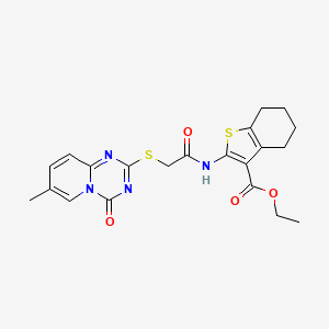 ethyl 2-(2-((7-methyl-4-oxo-4H-pyrido[1,2-a][1,3,5]triazin-2-yl)thio)acetamido)-4,5,6,7-tetrahydrobenzo[b]thiophene-3-carboxylate