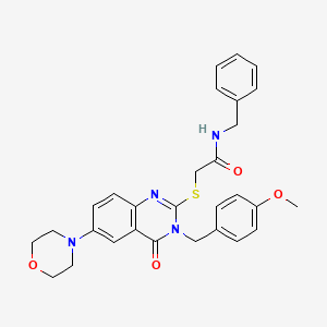molecular formula C29H30N4O4S B2401742 N-benzyl-2-({3-[(4-methoxyphenyl)methyl]-6-(morpholin-4-yl)-4-oxo-3,4-dihydroquinazolin-2-yl}sulfanyl)acetamide CAS No. 689771-26-4