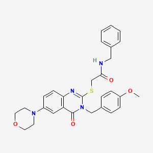 molecular formula C29H30N4O4S B2401742 N-benzyl-2-[3-[(4-methoxyphenyl)methyl]-6-morpholin-4-yl-4-oxoquinazolin-2-yl]sulfanylacetamide CAS No. 689771-26-4