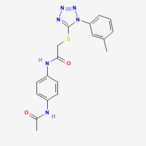molecular formula C18H18N6O2S B2401746 N-(4-acetamidophenyl)-2-[1-(3-methylphenyl)tetrazol-5-yl]sulfanylacetamide CAS No. 874467-72-8