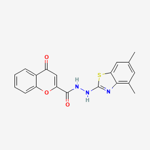 molecular formula C19H15N3O3S B2401747 N'-(4,6-dimethyl-1,3-benzothiazol-2-yl)-4-oxo-4H-chromene-2-carbohydrazide CAS No. 851987-28-5