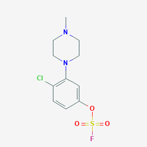 molecular formula C11H14ClFN2O3S B2401754 1-(2-Chloro-5-fluorosulfonyloxyphenyl)-4-methylpiperazine CAS No. 2411262-47-8