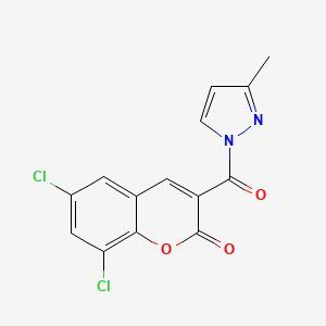 6,8-Dichloro-3-[(3-methylpyrazolyl)carbonyl]chromen-2-one