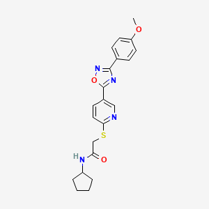 molecular formula C21H22N4O3S B2401769 N-cyclopentyl-2-((5-(3-(4-methoxyphenyl)-1,2,4-oxadiazol-5-yl)pyridin-2-yl)thio)acetamide CAS No. 1251572-46-9
