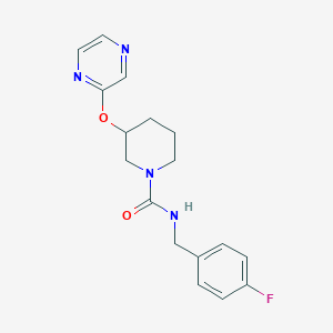 molecular formula C17H19FN4O2 B2401771 N-(4-fluorobenzyl)-3-(pyrazin-2-yloxy)piperidine-1-carboxamide CAS No. 2034484-86-9