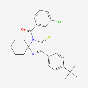 molecular formula C25H27ClN2OS B2401772 3-(4-Tert-butylphenyl)-1-(3-chlorobenzoyl)-1,4-diazaspiro[4.5]dec-3-ene-2-thione CAS No. 1223821-57-5