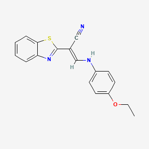 molecular formula C18H15N3OS B2401780 (2E)-2-(1,3-benzothiazol-2-yl)-3-[(4-ethoxyphenyl)amino]prop-2-enenitrile CAS No. 637748-73-3