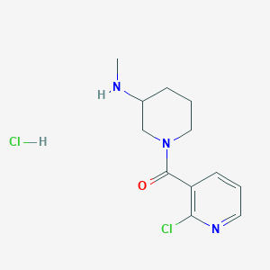 molecular formula C12H17Cl2N3O B2401781 (2-Chloropyridin-3-yl)(3-(methylamino)piperidin-1-yl)methanone hydrochloride CAS No. 1353946-26-5