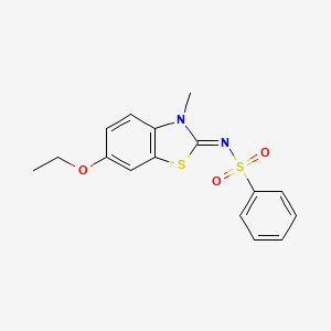 molecular formula C16H16N2O3S2 B2401785 (Z)-N-(6-ethoxy-3-methylbenzo[d]thiazol-2(3H)-ylidene)benzenesulfonamide CAS No. 955259-53-7