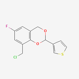molecular formula C13H10ClFO2S B2401793 8-(Chloromethyl)-6-fluoro-2-(thiophen-3-yl)-2,4-dihydro-1,3-benzodioxine CAS No. 852217-74-4