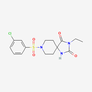 molecular formula C15H18ClN3O4S B2401795 8-((3-Chlorophenyl)sulfonyl)-3-ethyl-1,3,8-triazaspiro[4.5]decane-2,4-dione CAS No. 942006-65-7
