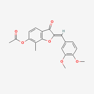 molecular formula C20H18O6 B2401796 (Z)-2-(3,4-dimethoxybenzylidene)-7-methyl-3-oxo-2,3-dihydrobenzofuran-6-yl acetate CAS No. 859664-95-2