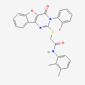 molecular formula C26H20FN3O3S B2401799 N-(2,3-dimethylphenyl)-2-{[5-(2-fluorophenyl)-6-oxo-8-oxa-3,5-diazatricyclo[7.4.0.0^{2,7}]trideca-1(9),2(7),3,10,12-pentaen-4-yl]sulfanyl}acetamide CAS No. 2097866-04-9