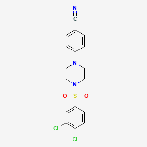 molecular formula C17H15Cl2N3O2S B2401809 4-{4-[(3,4-Dichlorophenyl)sulfonyl]piperazino}benzenecarbonitrile CAS No. 478046-90-1