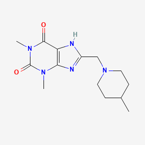 molecular formula C14H21N5O2 B2401814 1,3-Dimethyl-8-[(4-methylpiperidyl)methyl]-1,3,7-trihydropurine-2,6-dione CAS No. 797028-21-8
